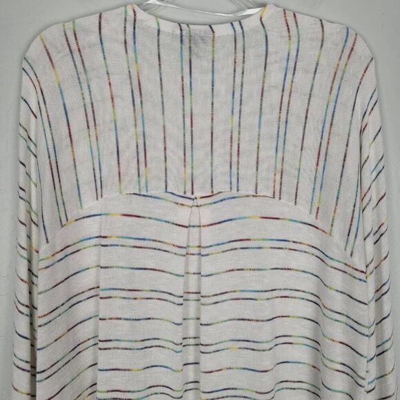 Torrid Cardigan Dolman Sleeve Long Open Front White Rainbow Multi Stripe Size 0X - Picture 7 of 13